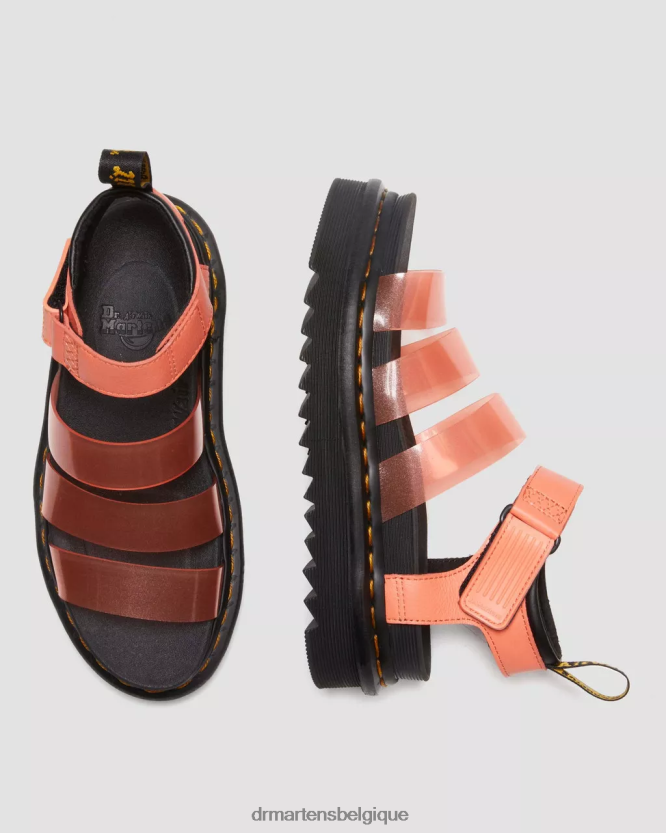 chaussure être Dr. Martens femmes Blaire Jelly - Sandales à brides pailletées Pise corail 6RFZX0350