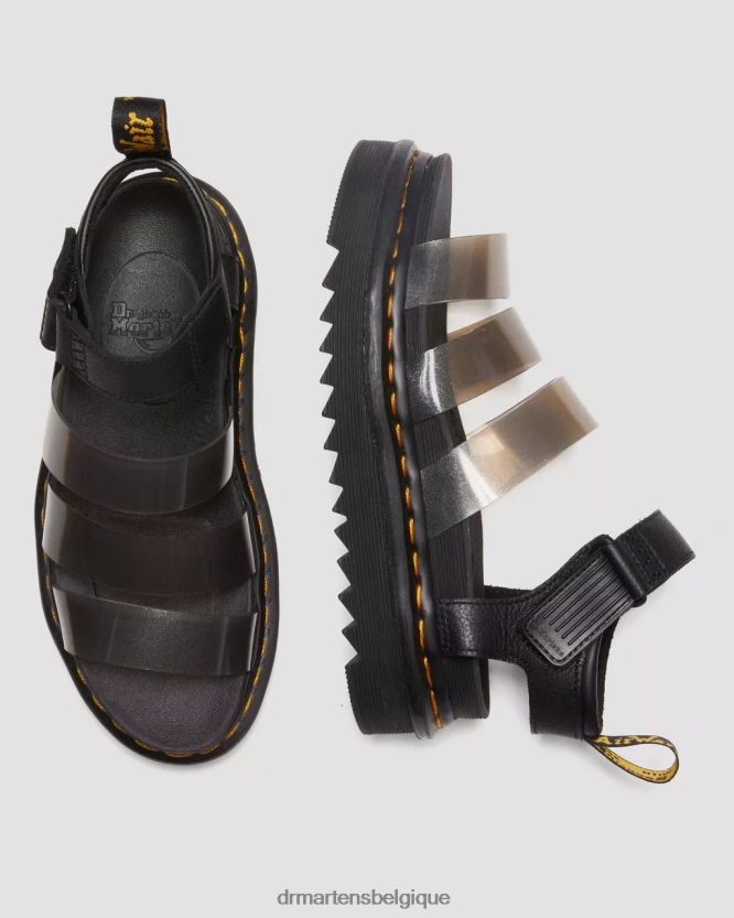 chaussure être Dr. Martens femmes Blaire Jelly - Sandales à brides pailletées Pise noire 6RFZX0351