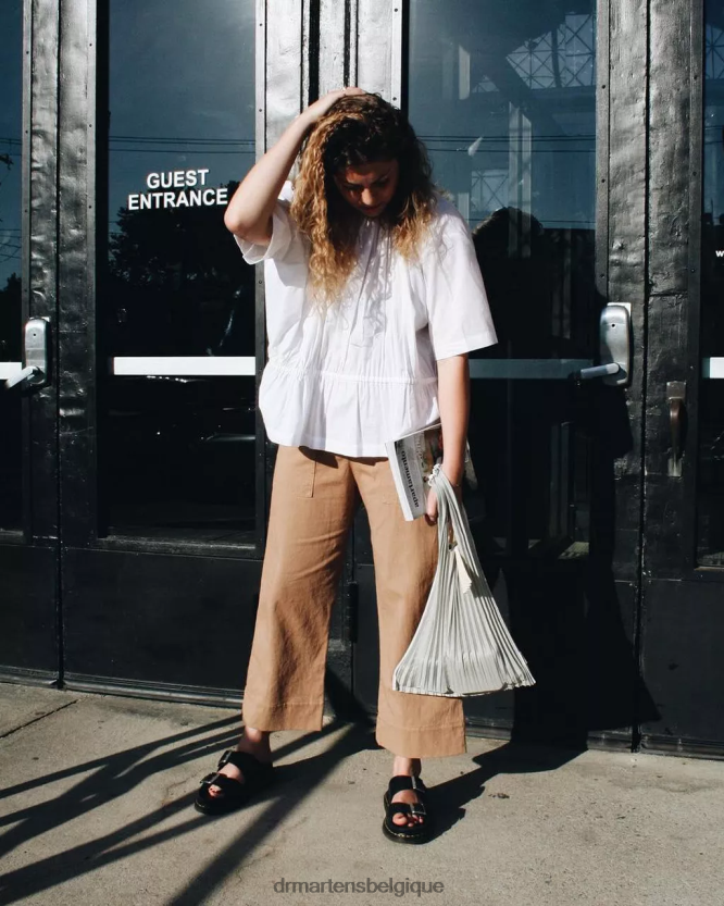 chaussure être Dr. Martens femmes myles brando - sandales à enfiler en cuir à boucle brando noir 6RFZX0251