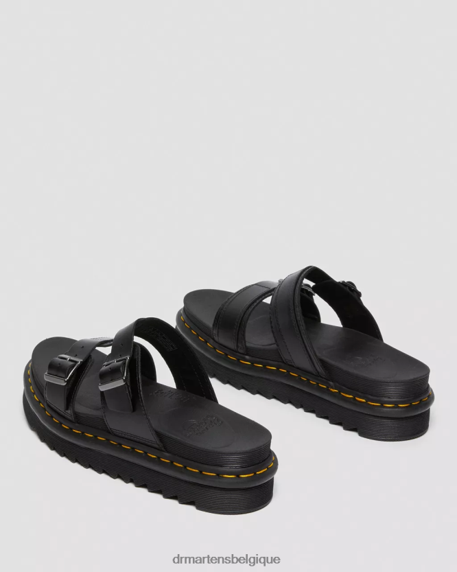 chaussure être Dr. Martens femmes myles brando - sandales à enfiler en cuir à boucle brando noir 6RFZX0251