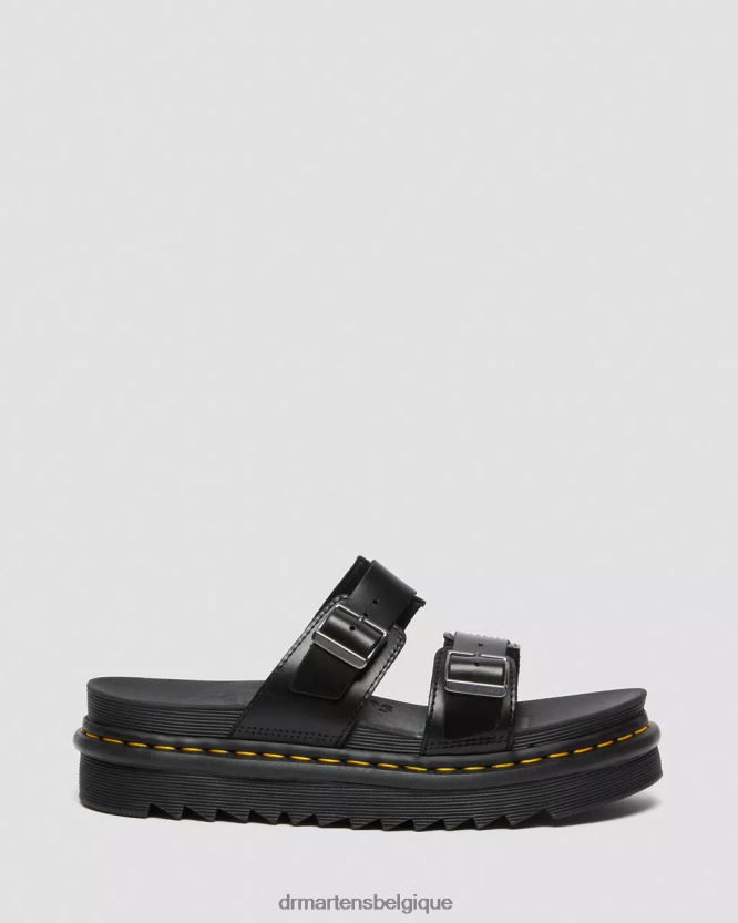 chaussure être Dr. Martens femmes myles brando - sandales à enfiler en cuir à boucle brando noir 6RFZX0251