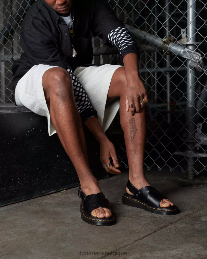 chaussure être Dr. Martens femmes sandales à bride arrière en cuir zane brando brando noir 6RFZX0342