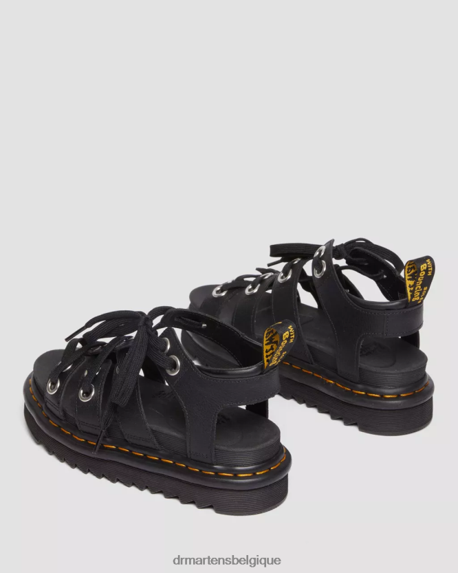 chaussure être Dr. Martens femmes sandales à brides en cuir Athéna noire 6RFZX0272