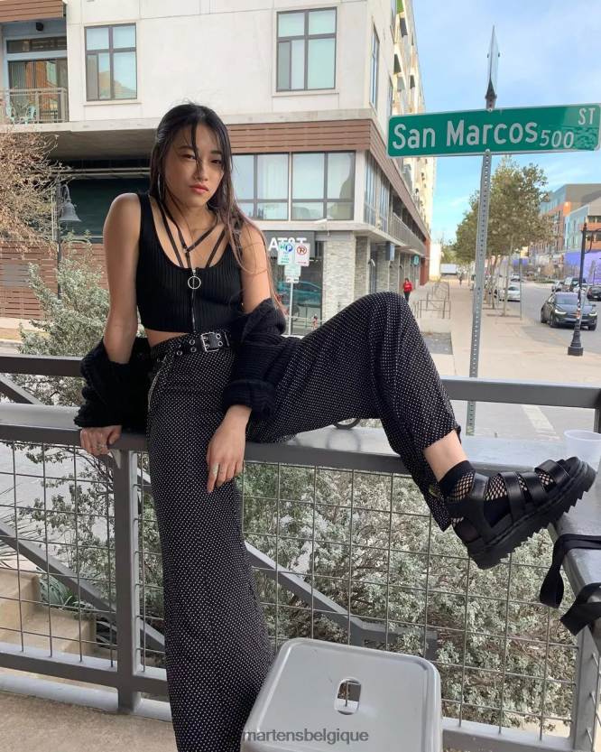 chaussure être Dr. Martens femmes sandales à brides en cuir Blaire Brando brando noir 6RFZX0345