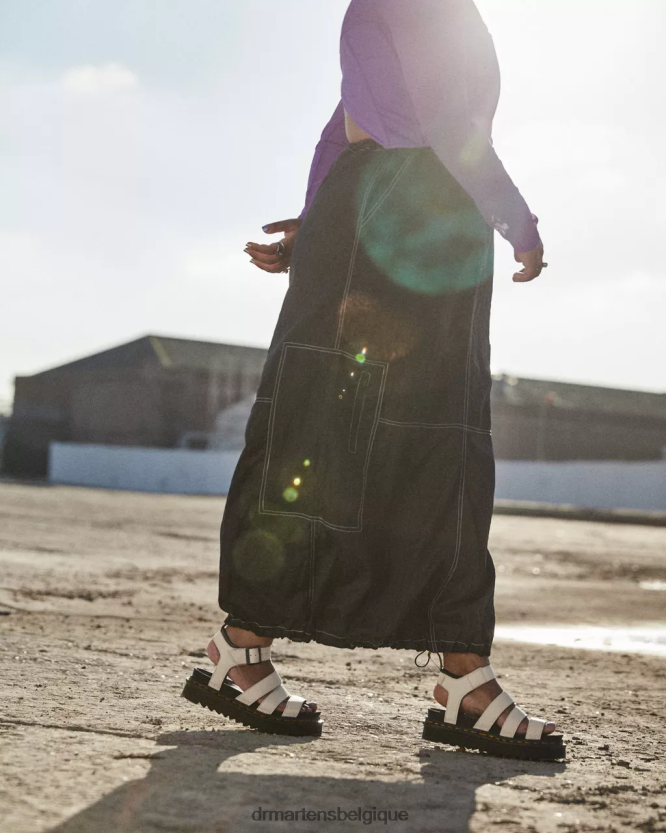 chaussure être Dr. Martens femmes sandales à brides en cuir Blaire Pisa parchemin beige pise 6RFZX0275