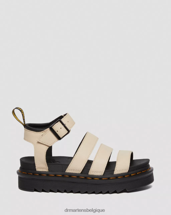 chaussure être Dr. Martens femmes sandales à brides en cuir Blaire Pisa parchemin beige pise 6RFZX0275