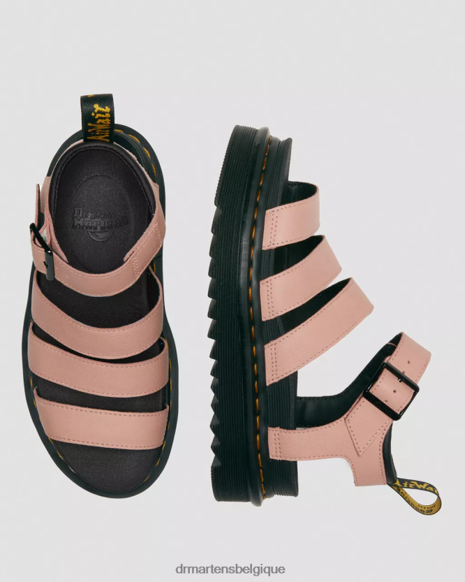 chaussure être Dr. Martens femmes sandales à brides en cuir Blaire Pisa pise beige pêche 6RFZX0263