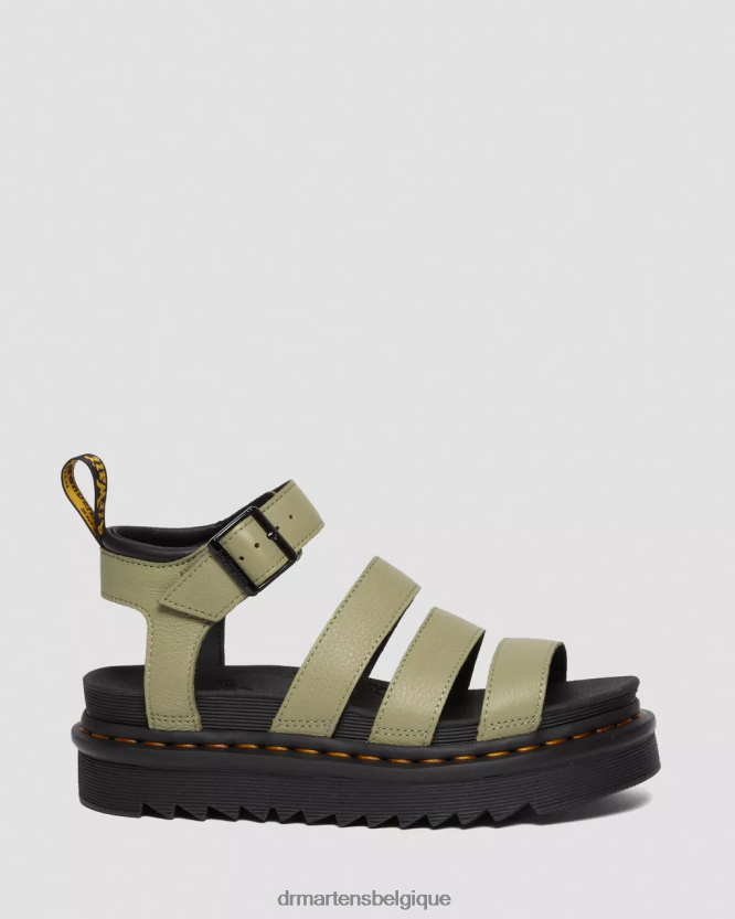 chaussure être Dr. Martens femmes sandales à brides en cuir Blaire Pisa pise olive pâle 6RFZX0261