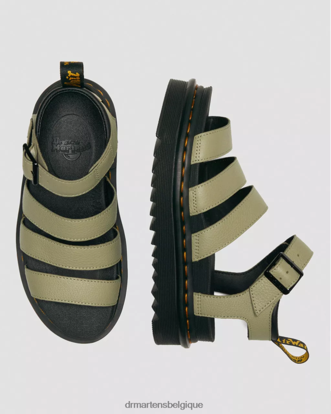 chaussure être Dr. Martens femmes sandales à brides en cuir Blaire Pisa pise olive pâle 6RFZX0261