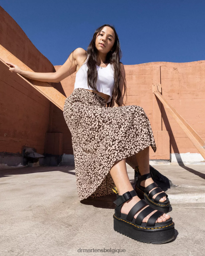 chaussure être Dr. Martens femmes sandales à brides plateforme en cuir hydro hydro hydro noir 6RFZX0246