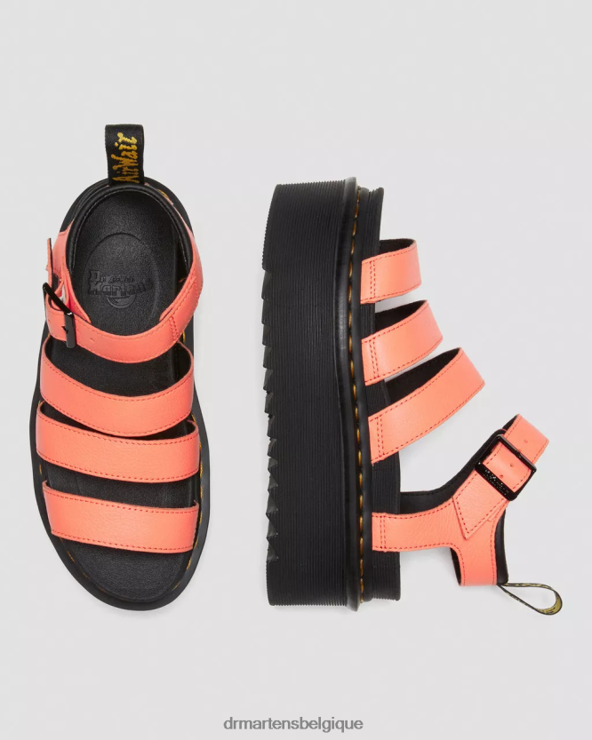 chaussure être Dr. Martens femmes sandales à brides plateforme en cuir pisa blaire Pise corail 6RFZX0264