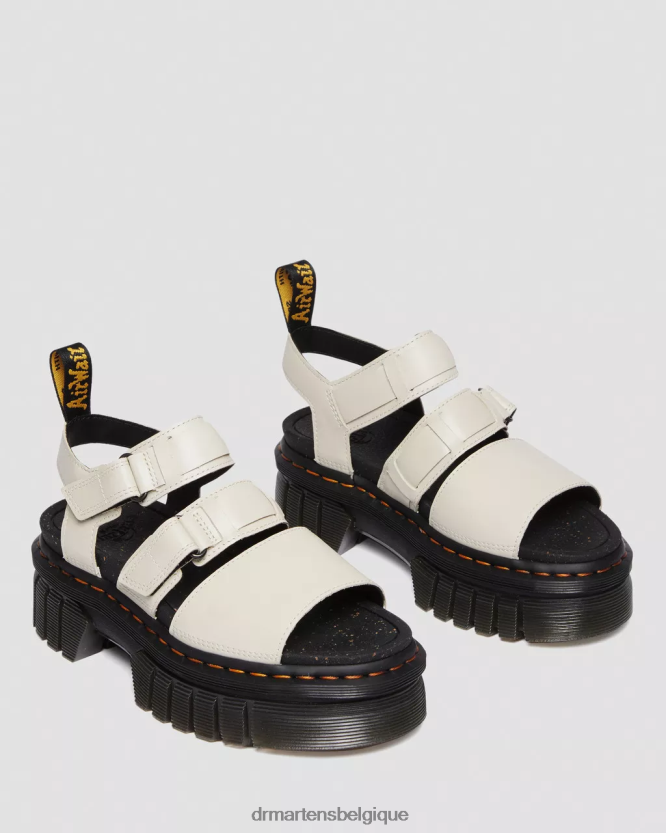 chaussure être Dr. Martens femmes sandales à plateforme à 3 brides en cuir nappa lux ricki nappa lux gris pavé 6RFZX0268