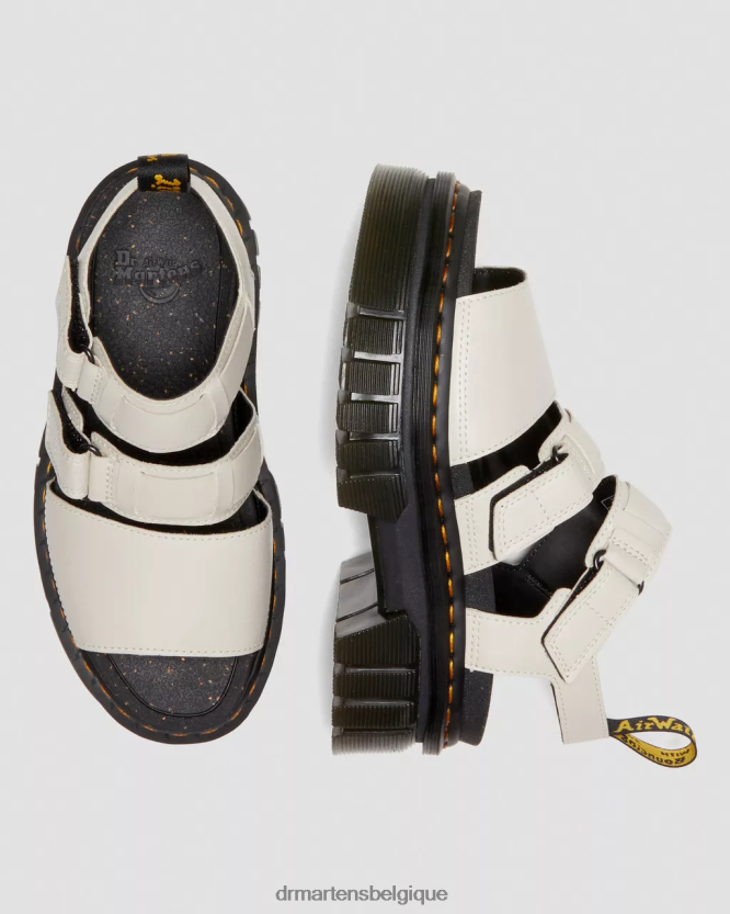 chaussure être Dr. Martens femmes sandales à plateforme à 3 brides en cuir nappa lux ricki nappa lux gris pavé 6RFZX0268