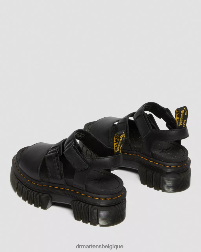 chaussure être Dr. Martens femmes sandales à plateforme à 3 brides en cuir nappa lux ricki nappa lux noir 6RFZX0244