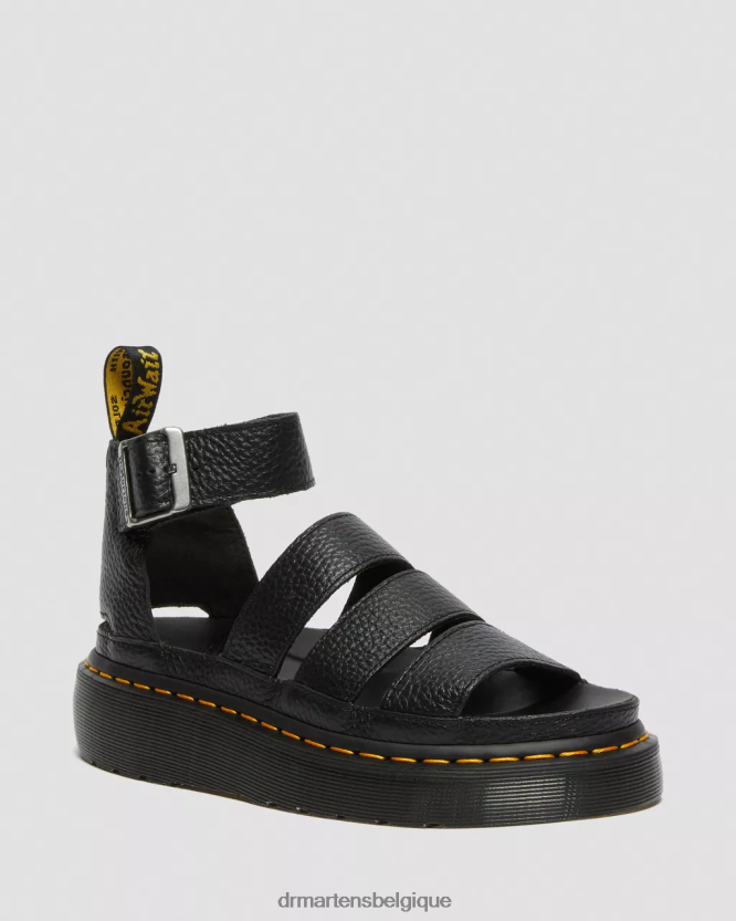 chaussure être Dr. Martens femmes sandales à plateforme en cuir Clarissa II nappa blanchi noir 6RFZX0274