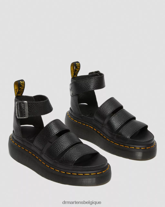 chaussure être Dr. Martens femmes sandales à plateforme en cuir Clarissa II nappa blanchi noir 6RFZX0274