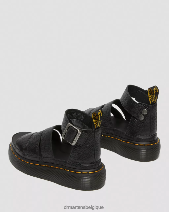 chaussure être Dr. Martens femmes sandales à plateforme en cuir Clarissa II nappa blanchi noir 6RFZX0274