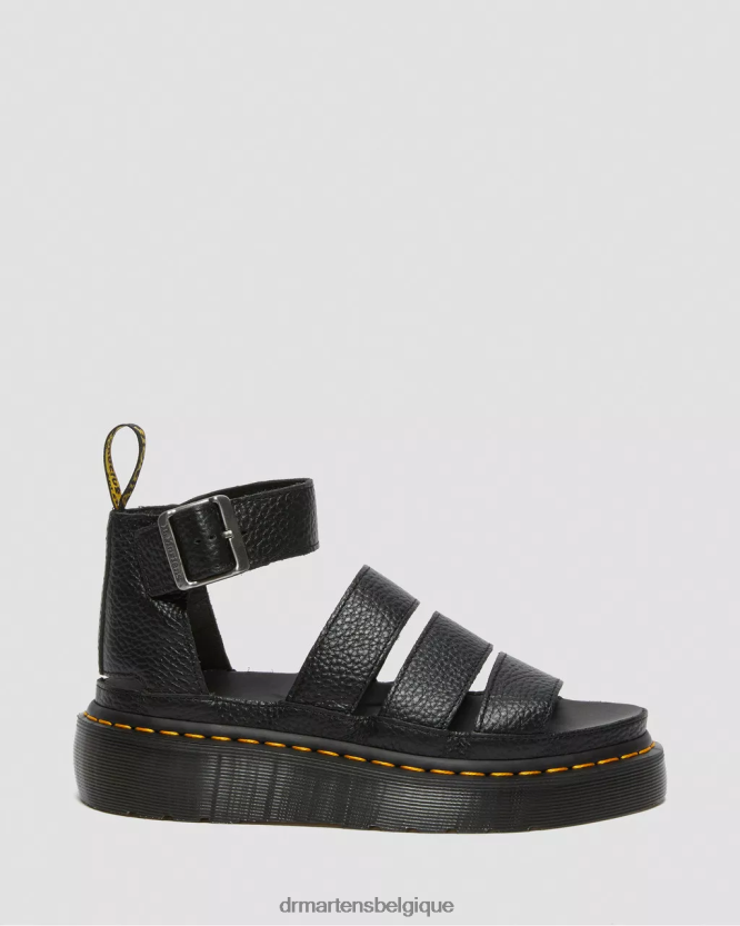 chaussure être Dr. Martens femmes sandales à plateforme en cuir Clarissa II nappa blanchi noir 6RFZX0274