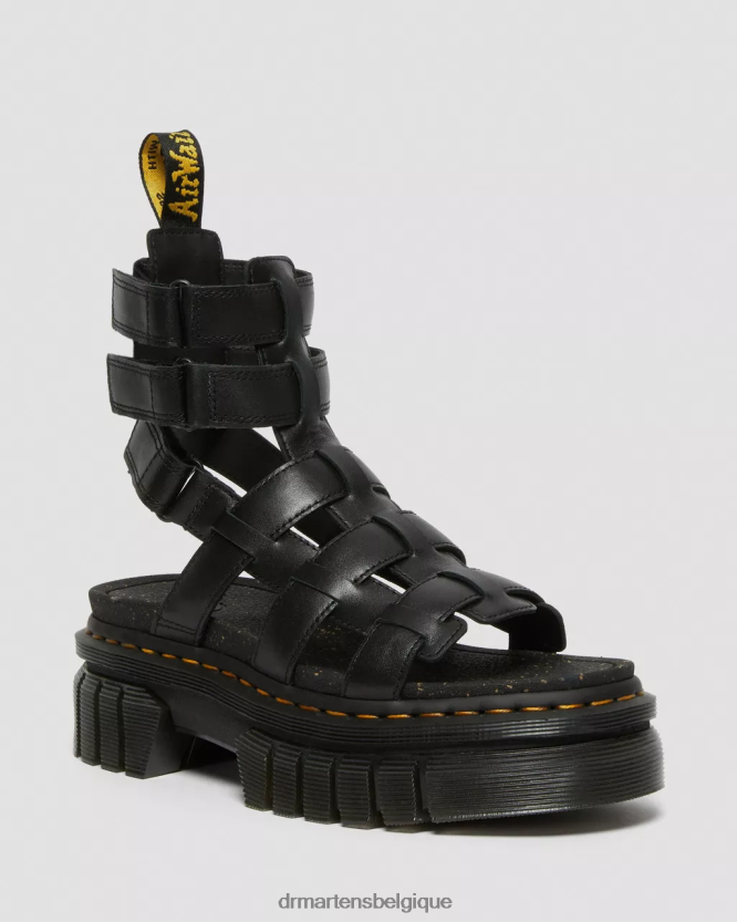 chaussure être Dr. Martens femmes sandales spartiates à plateforme en cuir nappa lux ricki nappa lux noir 6RFZX0258