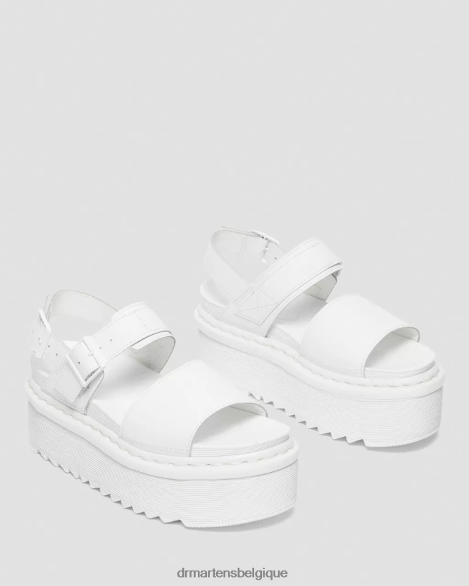 chaussure être Dr. Martens femmes sandales voss mono à brides plateforme en cuir hydroélectrique blanc 6RFZX0277