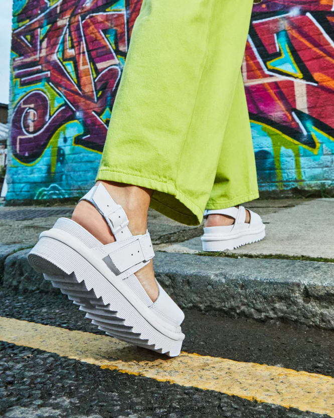 chaussure être Dr. Martens femmes sandales voss mono hydro à brides en cuir hydroélectrique blanc 6RFZX0352