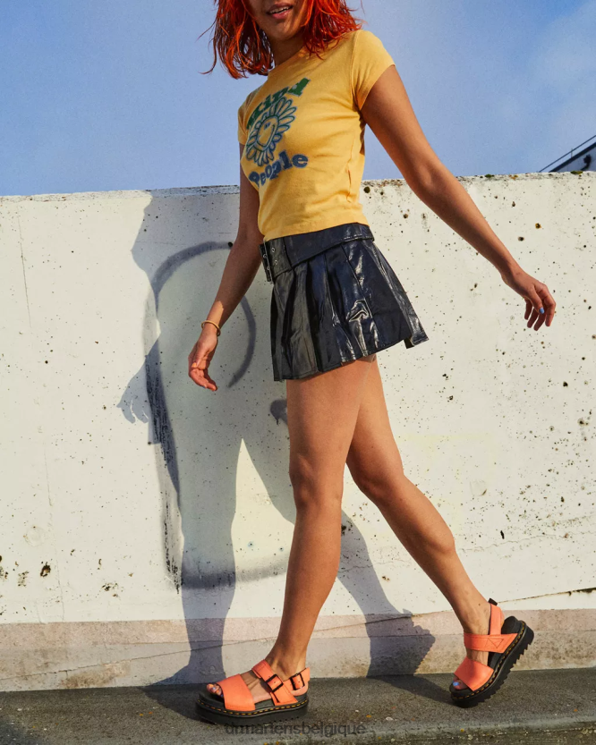 chaussure être Dr. Martens femmes sandales voss pisa à brides en cuir Pise corail 6RFZX0276