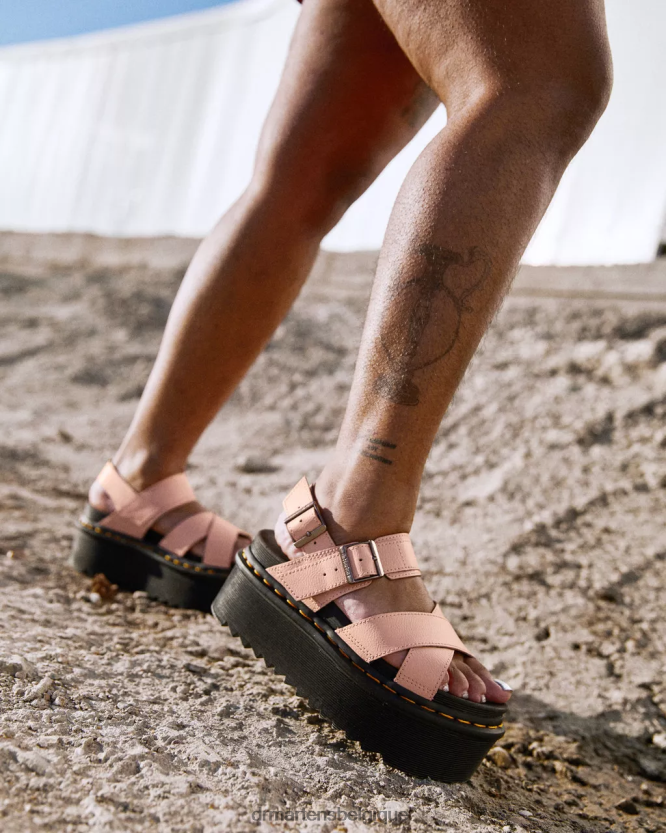 chaussure être Dr. Martens femmes voss ii - athena - sandales à plateforme et brides en cuir Athéna beige pêche 6RFZX0262