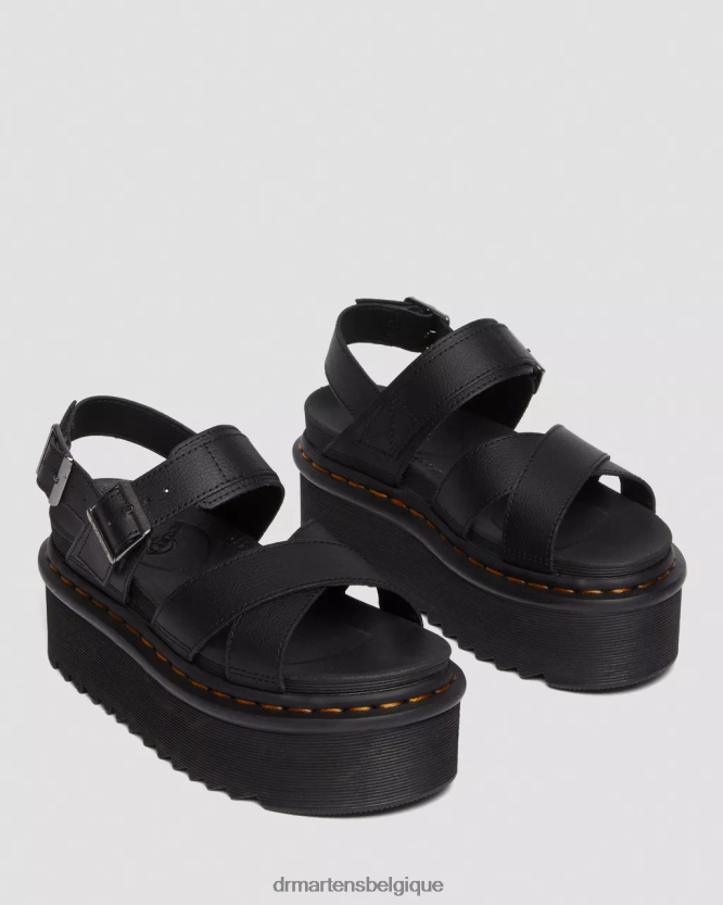 chaussure être Dr. Martens femmes voss ii - athena - sandales à plateforme et brides en cuir Athéna noire 6RFZX0257