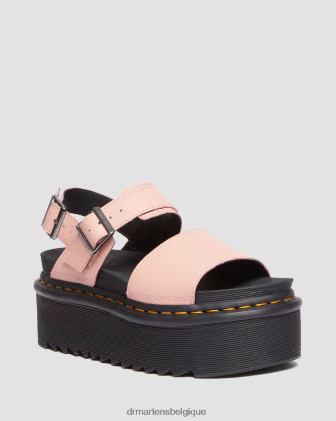 chaussure être Dr. Martens femmes voss sandales à plateforme en cuir athena noir et rose 6RFZX0260