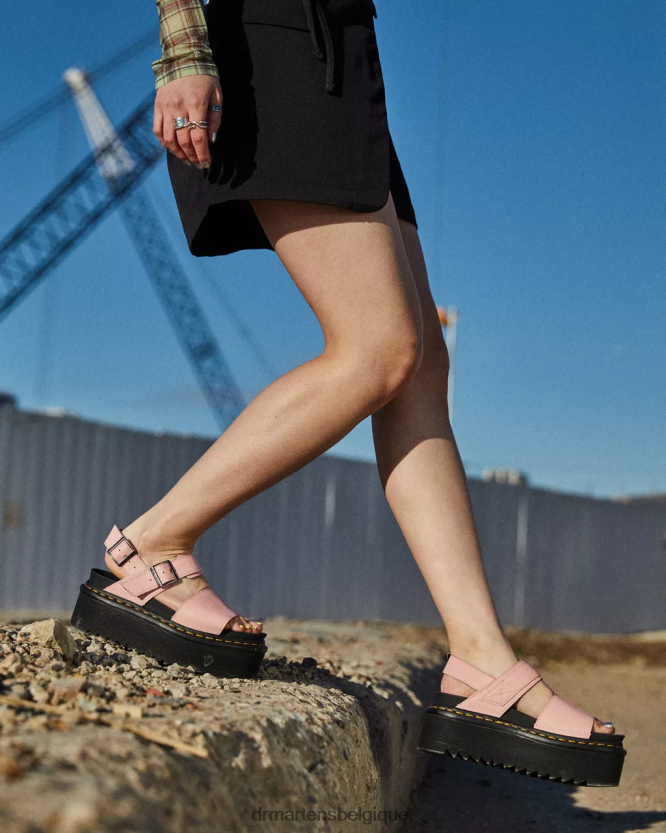 chaussure être Dr. Martens femmes voss sandales à plateforme en cuir athena noir et rose 6RFZX0260