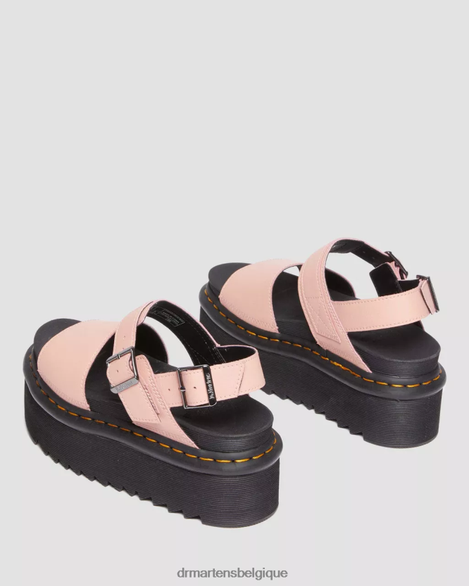 chaussure être Dr. Martens femmes voss sandales à plateforme en cuir athena noir et rose 6RFZX0260