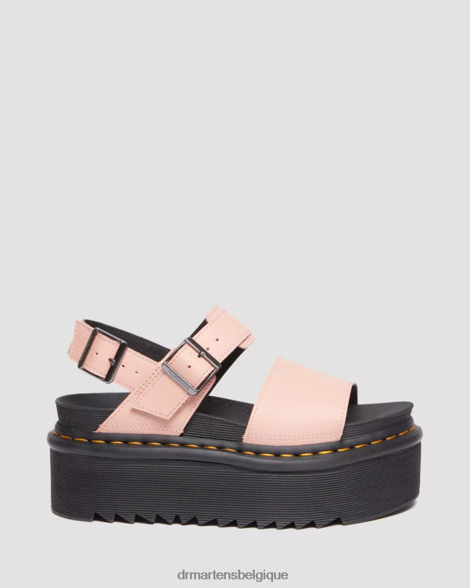 chaussure être Dr. Martens femmes voss sandales à plateforme en cuir athena noir et rose 6RFZX0260