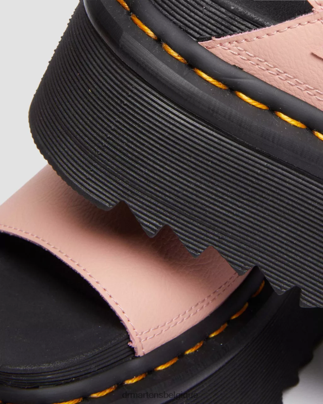 chaussure être Dr. Martens femmes voss sandales à plateforme en cuir athena noir et rose 6RFZX0260