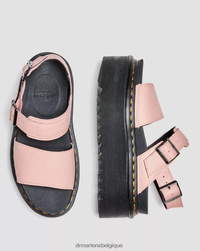 chaussure être Dr. Martens femmes voss sandales à plateforme en cuir athena noir et rose 6RFZX0260