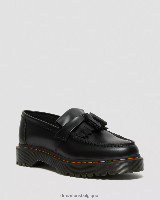 chaussure être Dr. Martens femmes adrian bex mocassins à pampilles en cuir lisse noir lisse 6RFZX0219