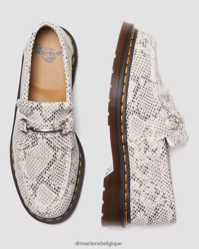 chaussure être Dr. Martens femmes mocassins en daim à imprimé python Adrian Snaffle daim imprimé python sable et noir 6RFZX0377