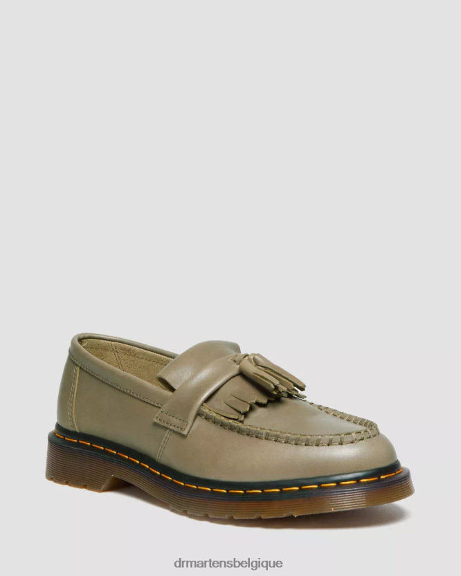 chaussure être Dr. Martens femmes mocassins à pampilles en cuir Adrian Carrara olive de Carrare 6RFZX0371