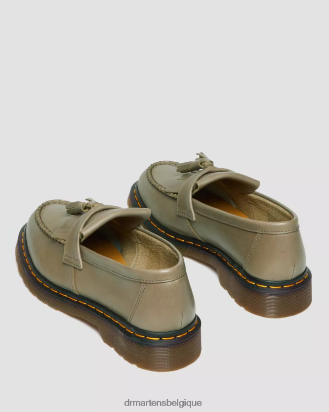 chaussure être Dr. Martens femmes mocassins à pampilles en cuir Adrian Carrara olive de Carrare 6RFZX0371