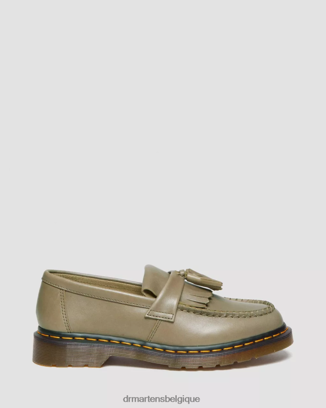 chaussure être Dr. Martens femmes mocassins à pampilles en cuir Adrian Carrara olive de Carrare 6RFZX0371