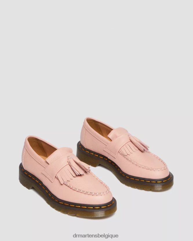 chaussure être Dr. Martens femmes mocassins à pampilles en cuir Adrian Virginia Virginie beige pêche 6RFZX0379