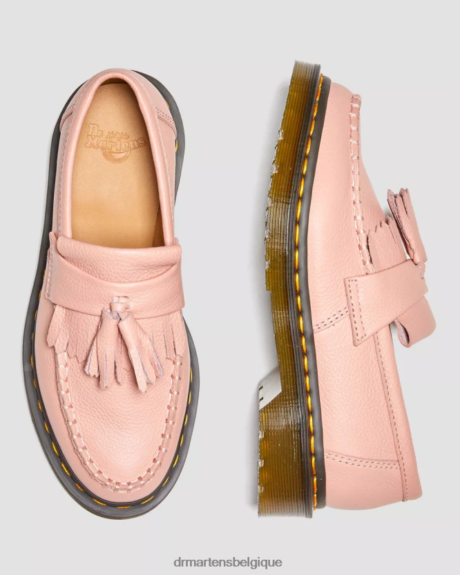 chaussure être Dr. Martens femmes mocassins à pampilles en cuir Adrian Virginia Virginie beige pêche 6RFZX0379