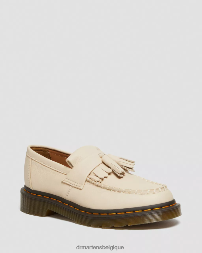 chaussure être Dr. Martens femmes mocassins à pampilles en cuir Adrian Virginia parchemin beige virginie 6RFZX0380