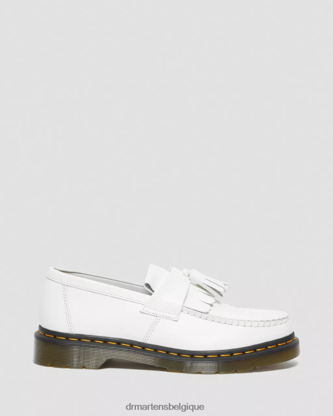 chaussure être Dr. Martens femmes mocassins à pampilles en cuir surpiqûres jaunes Adrian lisse 6RFZX0378