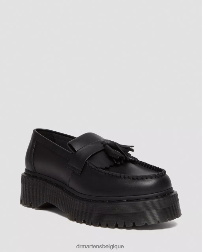 chaussure être Dr. Martens femmes mocassins végétaliens à pampilles et plateforme Adrian Felix Félix noir déteint 6RFZX0221