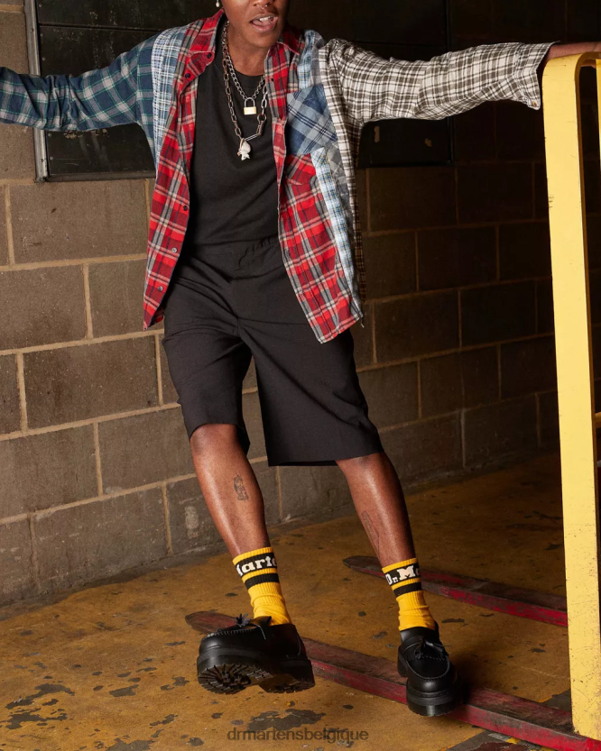 chaussure être Dr. Martens femmes mocassins végétaliens à pampilles et plateforme Adrian Felix Félix noir déteint 6RFZX0221