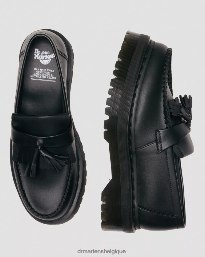 chaussure être Dr. Martens femmes mocassins végétaliens à pampilles et plateforme Adrian Felix Félix noir déteint 6RFZX0221