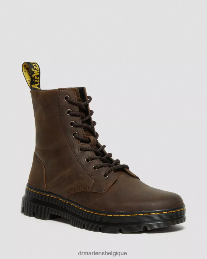 chaussure être Dr. Martens Hommes peignes bottes décontractées en cuir crazy horse cheval fou marron 6RFZX053
