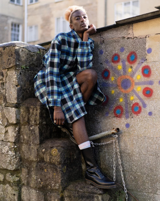 chaussure être Dr. Martens Hommes Bottes hautes en cuir lisse 1914 noir lisse 6RFZX0365