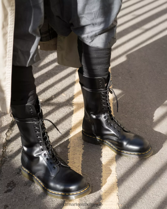chaussure être Dr. Martens Hommes Bottes hautes en cuir lisse 1914 noir lisse 6RFZX0365