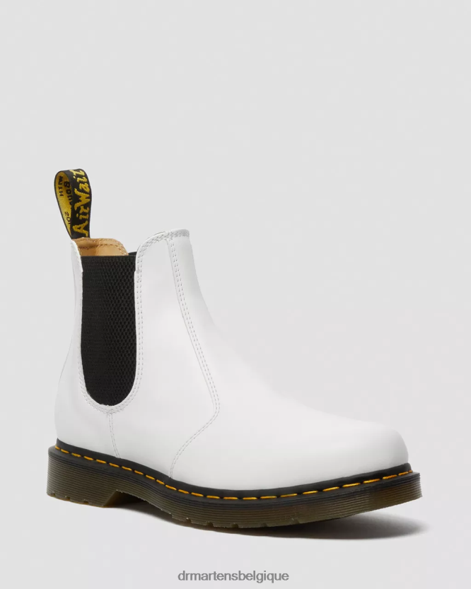 chaussure être Dr. Martens Hommes Bottines chelsea en cuir lisse à coutures jaunes 2976 blanc lisse 6RFZX032